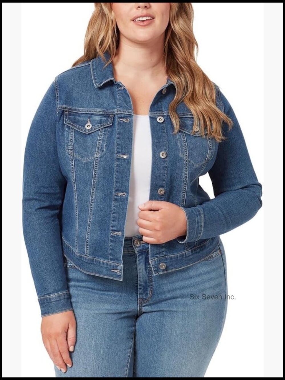 Crop Jean Jacket with Fitted Silhouette and Button Front